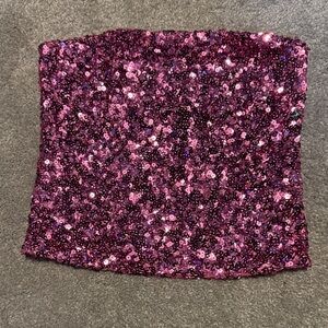 Sequin Pink Tube Top Crop